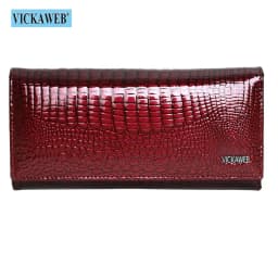 image-Free Gift Genuine Leather Women's Wallets Long Ladies Double Zipper Wallet Clutch Money Bag Design Purse Fashion Purses VK-AE501