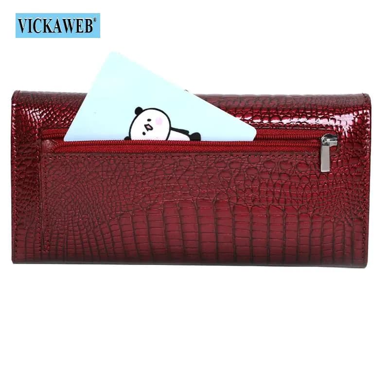 image-Free Gift Genuine Leather Women's Wallets Long Ladies Double Zipper Wallet Clutch Money Bag Design Purse Fashion Purses VK-AE501