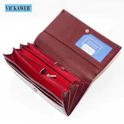 image-Free Gift Genuine Leather Women's Wallets Long Ladies Double Zipper Wallet Clutch Money Bag Design Purse Fashion Purses VK-AE501