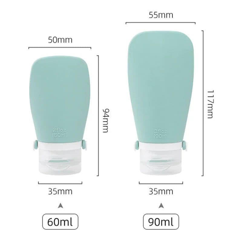 image-60/90ML Silicone Refillable Lotion Bottle Empty Travel Portable Squeeze Shampoo Shower Gel Liquid Cosmetic Dispenser Containers