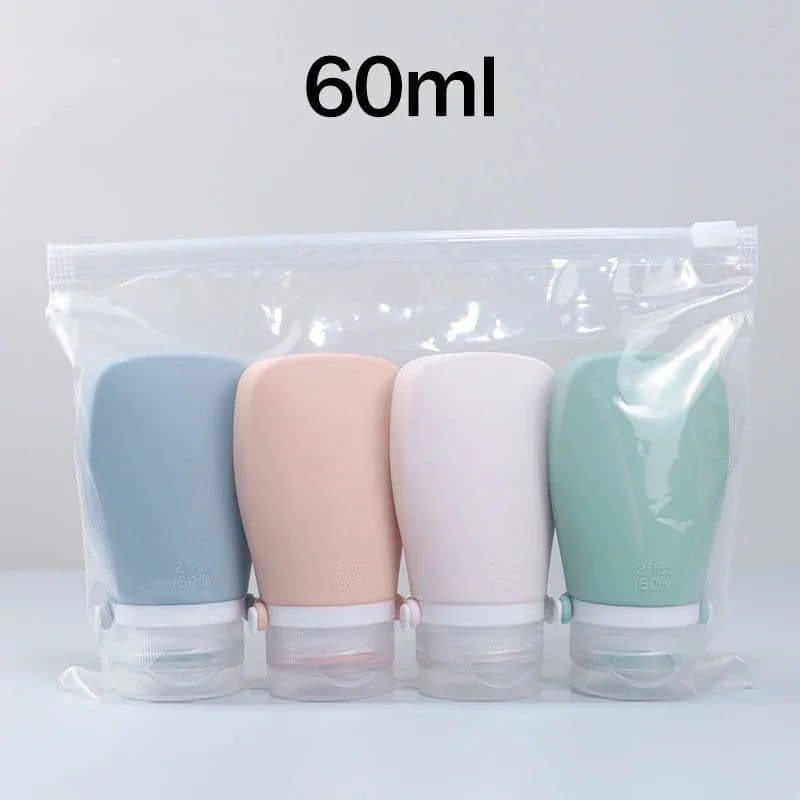 image-60/90ML Silicone Refillable Lotion Bottle Empty Travel Portable Squeeze Shampoo Shower Gel Liquid Cosmetic Dispenser Containers