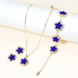 image-High Quality Jewelry Luxury Trend 2024 Necklace and Earrings Bracelet Set for Women Mother's Day Clover Flower Fashion Gifts