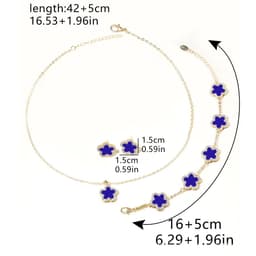 image-High Quality Jewelry Luxury Trend 2024 Necklace and Earrings Bracelet Set for Women Mother's Day Clover Flower Fashion Gifts