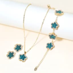 image-High Quality Jewelry Luxury Trend 2024 Necklace and Earrings Bracelet Set for Women Mother's Day Clover Flower Fashion Gifts