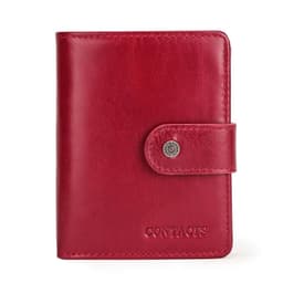 image-CONTACT'S Genuine Leather Wallets for Women Short Fashion Women's Purses Card Holder Zip Coin Purses Female Bag Women's Wallet