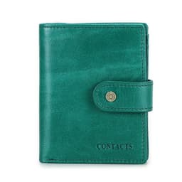 image-CONTACT'S Genuine Leather Wallets for Women Short Fashion Women's Purses Card Holder Zip Coin Purses Female Bag Women's Wallet