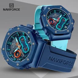 image-NAVIFORCE Fashion Couple Watches Casual Original Sport Silicone Strap Wristwatch for Lovers Auto Date Display Quartz Chronograph