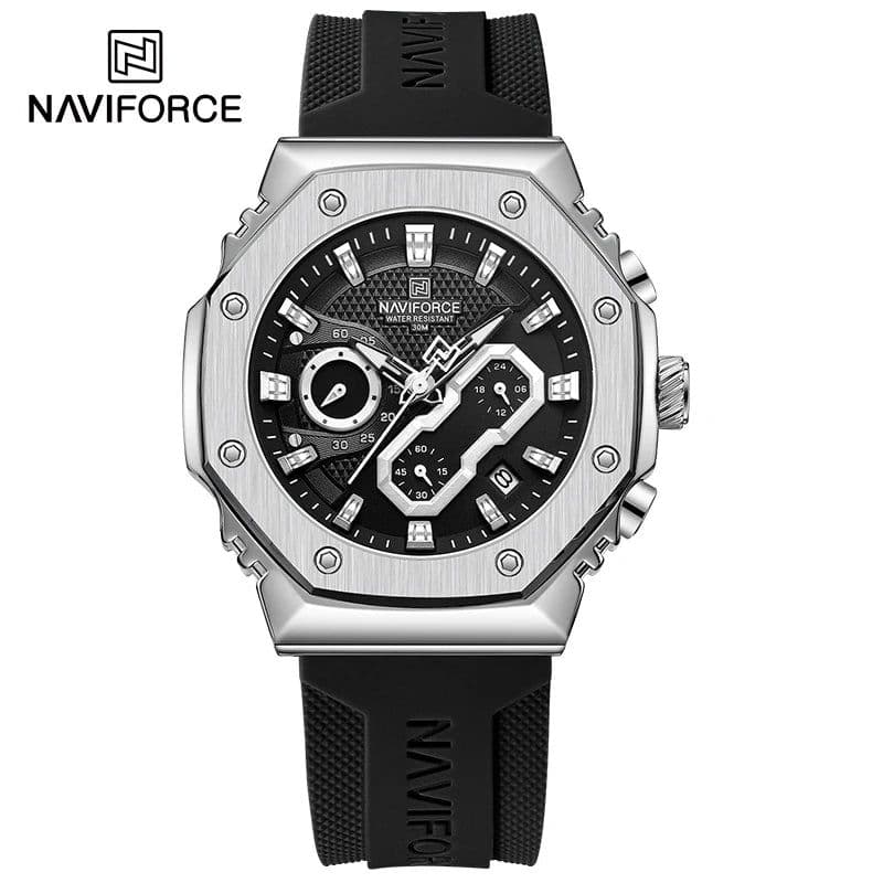 image-NAVIFORCE Fashion Couple Watches Casual Original Sport Silicone Strap Wristwatch for Lovers Auto Date Display Quartz Chronograph