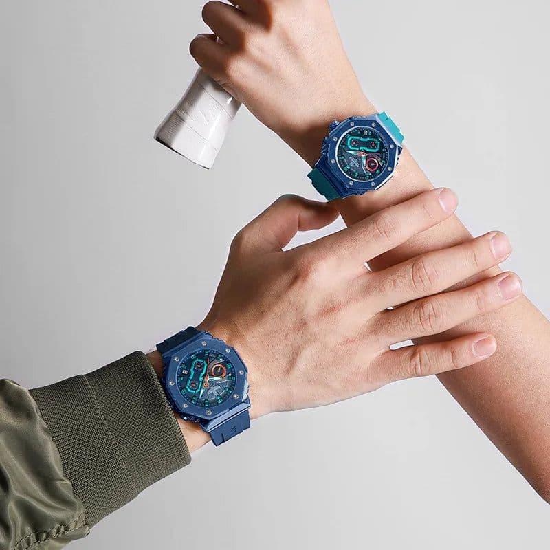 image-NAVIFORCE Fashion Couple Watches Casual Original Sport Silicone Strap Wristwatch for Lovers Auto Date Display Quartz Chronograph