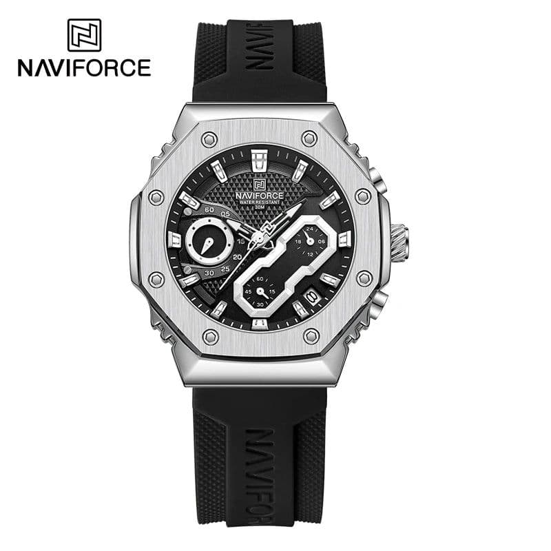 image-NAVIFORCE Fashion Couple Watches Casual Original Sport Silicone Strap Wristwatch for Lovers Auto Date Display Quartz Chronograph