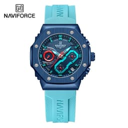 image-NAVIFORCE Fashion Couple Watches Casual Original Sport Silicone Strap Wristwatch for Lovers Auto Date Display Quartz Chronograph