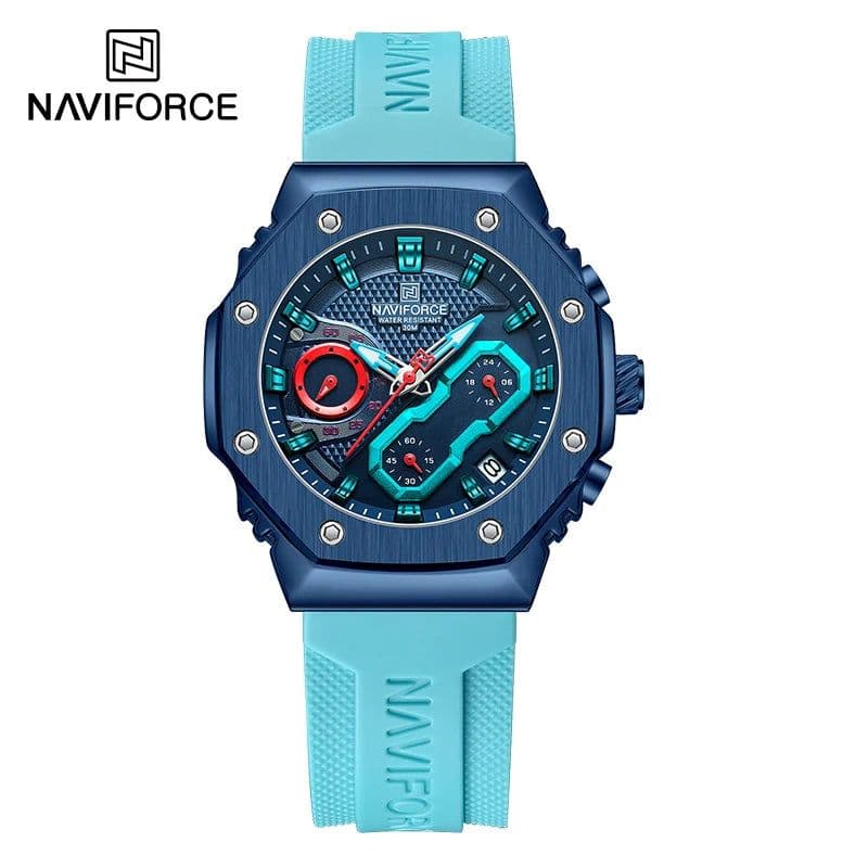 image-NAVIFORCE Fashion Couple Watches Casual Original Sport Silicone Strap Wristwatch for Lovers Auto Date Display Quartz Chronograph