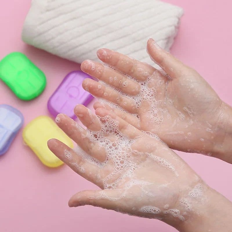 image-Disposable Soap Paper For Traveling Soap Paper Washing Hand Mini Paper Soap Scented Slice Sheet Bath Cleaning Supplies