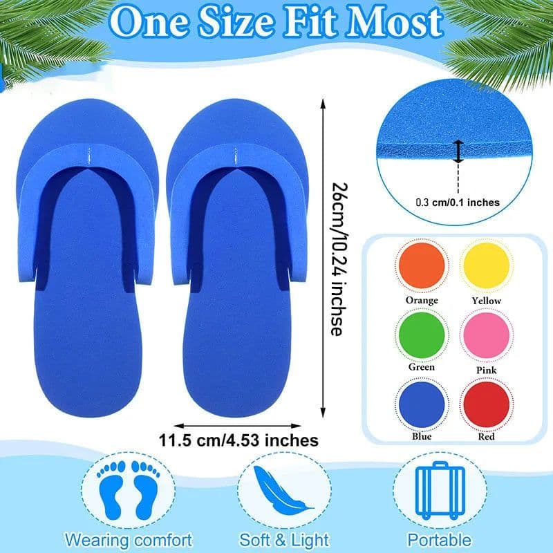 image-Anti-Slip Pedicure Slippers Disposable Flip Flops EVA Foam Spa Slippers Multi Color Pedicure Sandals Bulk Kit Supplies for Guest