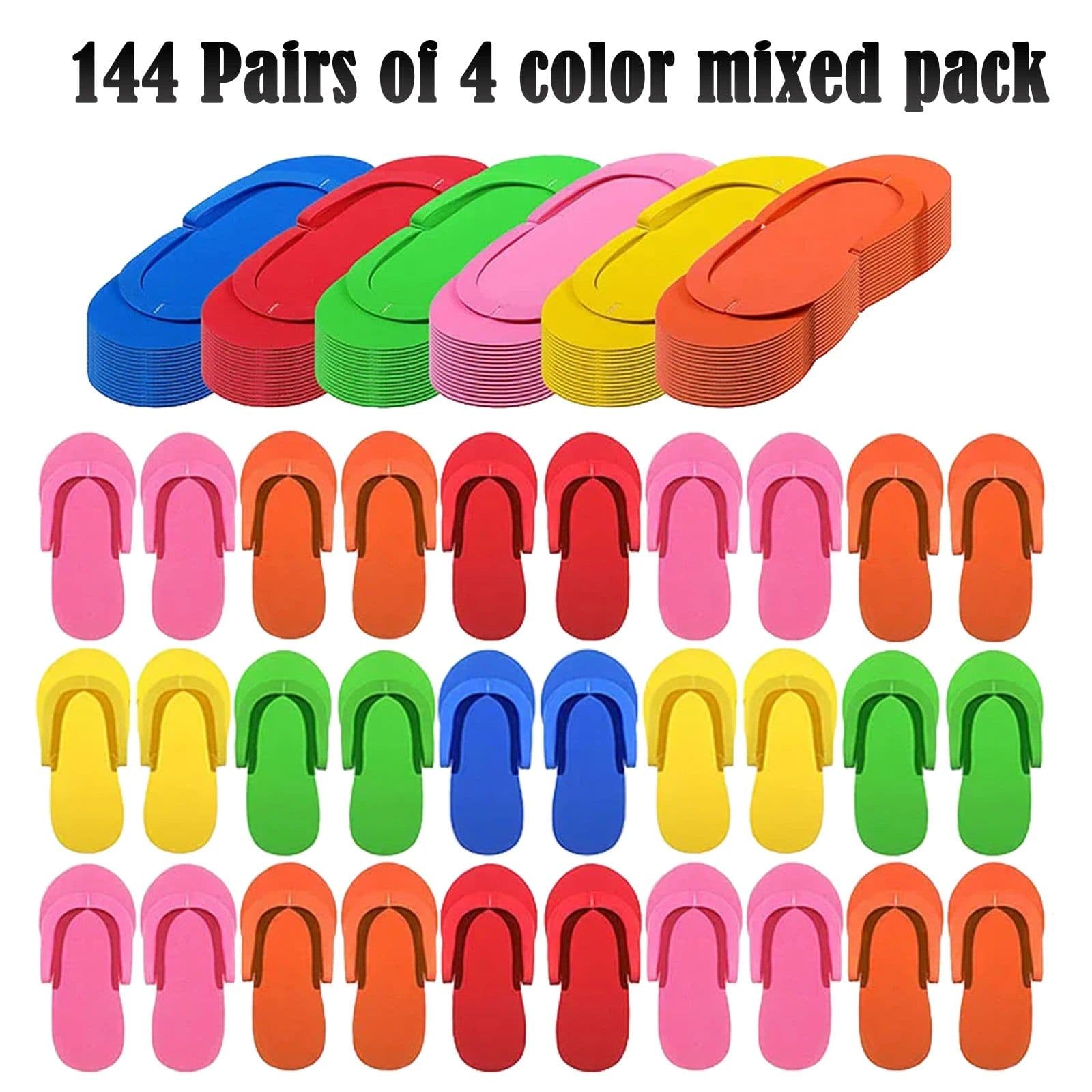 image-Anti-Slip Pedicure Slippers Disposable Flip Flops EVA Foam Spa Slippers Multi Color Pedicure Sandals Bulk Kit Supplies for Guest