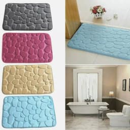 image-Bathroom Bath Mat Set Soft Non Slip Cobblestone Mat Bathroom Rug Absorbent Shower Carpets Cover Floor