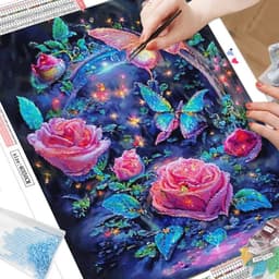 image-HUACAN AB Diamond Painting Flower Rose 5D DIY Mosaic Butterfly Embroidery Decoration Living Room Wall Decor