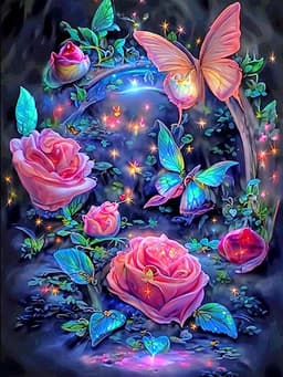image-HUACAN AB Diamond Painting Flower Rose 5D DIY Mosaic Butterfly Embroidery Decoration Living Room Wall Decor