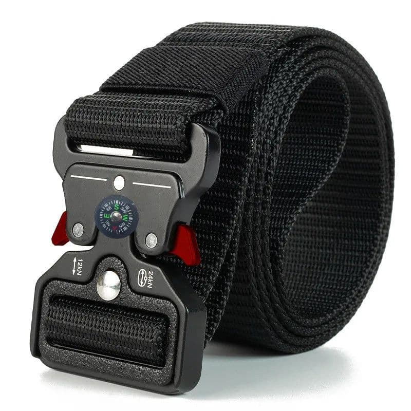 image-Compass Tactical Belt Quick Release Outdoor Military Belt Real Nylon Sports Accessories Men And Women Black Plastics Belt