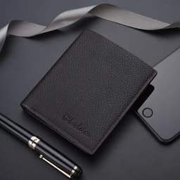 image-Men Short Purse Lychee Print English Casual Style Zipper Credit Card Wallet