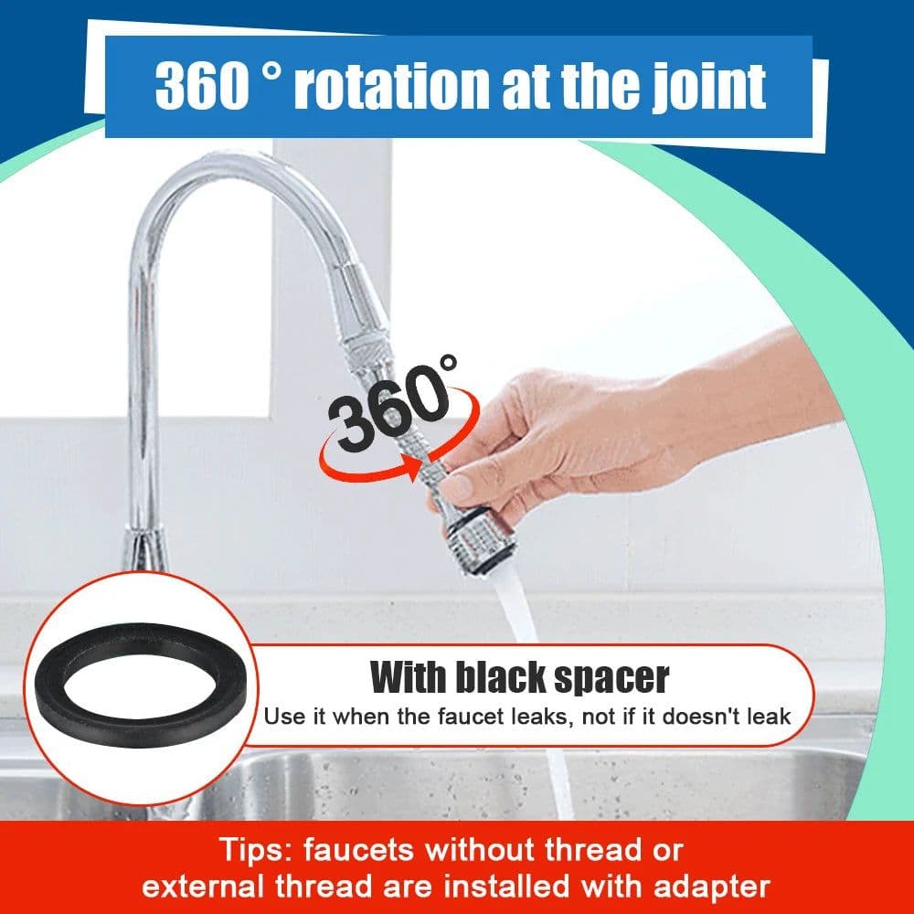 image-360 Degree Faucet Water Saving High Pressure Nozzle Tap Adapter Bathroom Sink Spray Bathroom Shower Rotatable Accessories