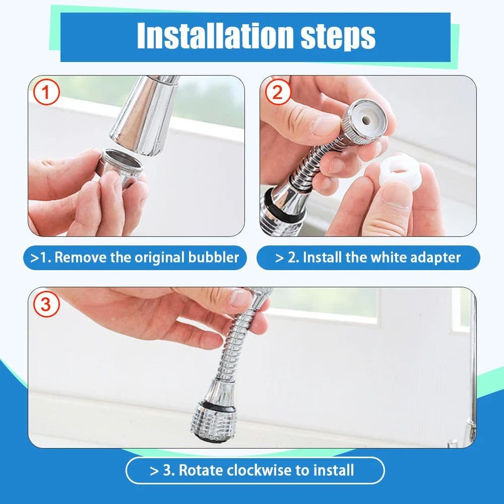 image-360 Degree Faucet Water Saving High Pressure Nozzle Tap Adapter Bathroom Sink Spray Bathroom Shower Rotatable Accessories