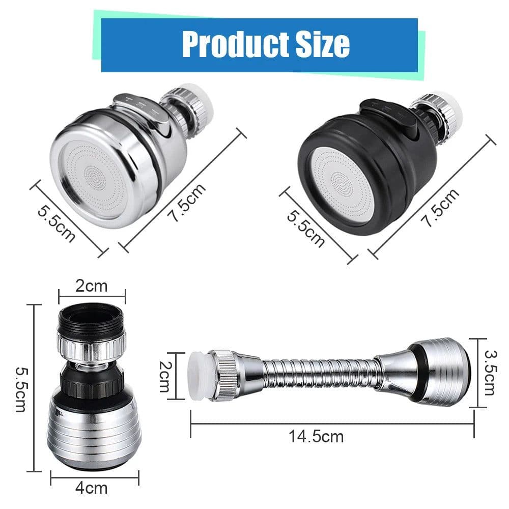 image-360 Degree Faucet Water Saving High Pressure Nozzle Tap Adapter Bathroom Sink Spray Bathroom Shower Rotatable Accessories