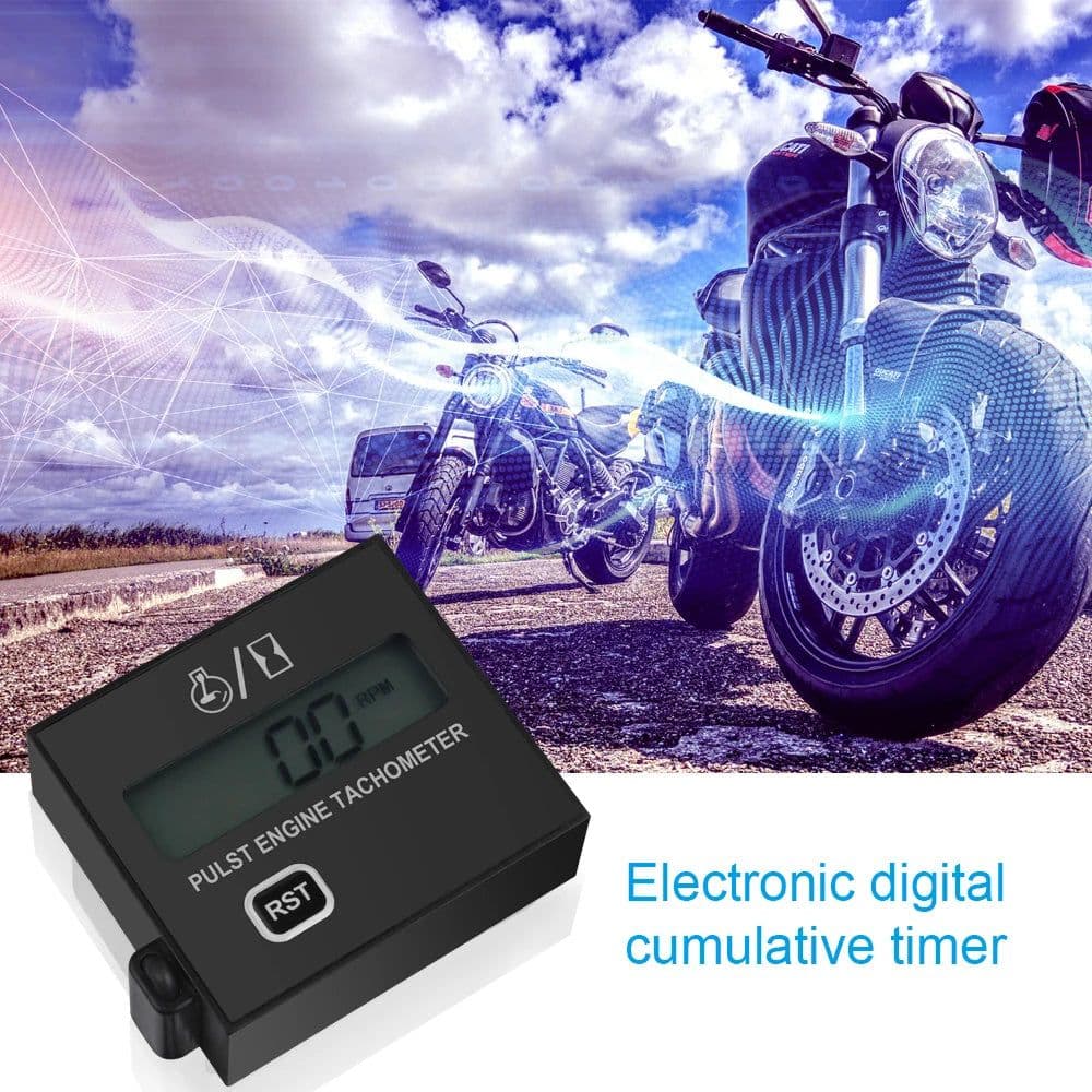 image-Gasoline engine moter speed tester inductive tach hour meter digital Tachometer clip style waterproof for motorcycle chainsaw