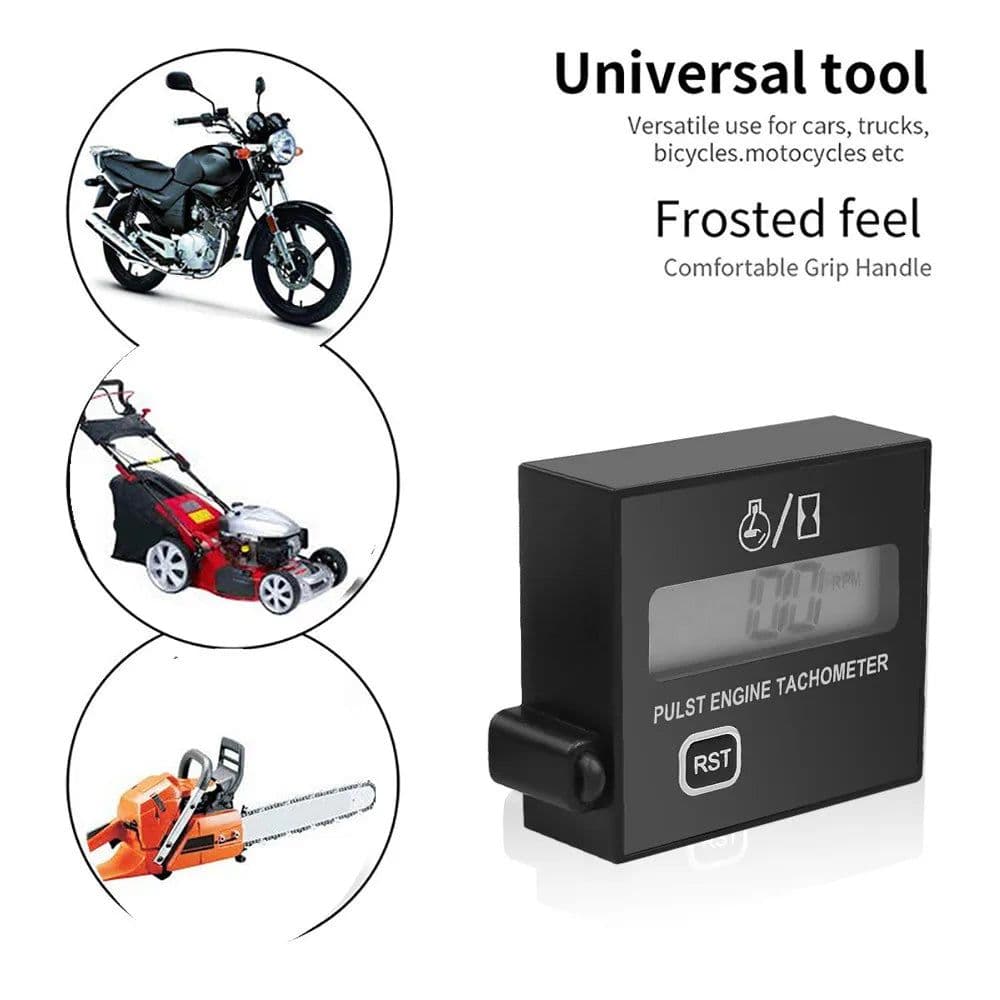 image-Gasoline engine moter speed tester inductive tach hour meter digital Tachometer clip style waterproof for motorcycle chainsaw