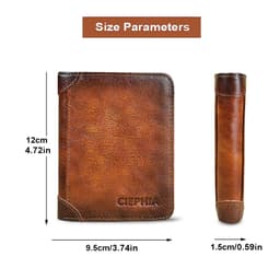 image-Genuine Leather Rfid Protection Wallets for Men Vintage Thin Short Multi Function ID Credit Card Holder Money Bag