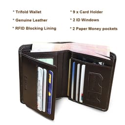image-Genuine Leather Rfid Protection Wallets for Men Vintage Thin Short Multi Function ID Credit Card Holder Money Bag