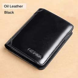 image-Genuine Leather Rfid Protection Wallets for Men Vintage Thin Short Multi Function ID Credit Card Holder Money Bag