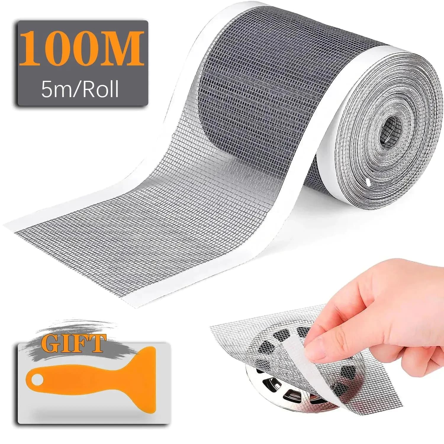 image-5~100m Cutable Shower Drain Hair Catcher Self-Adhesive Floor Drain Stickers Disposable Mesh Sink Strainer Filter For Bathroom