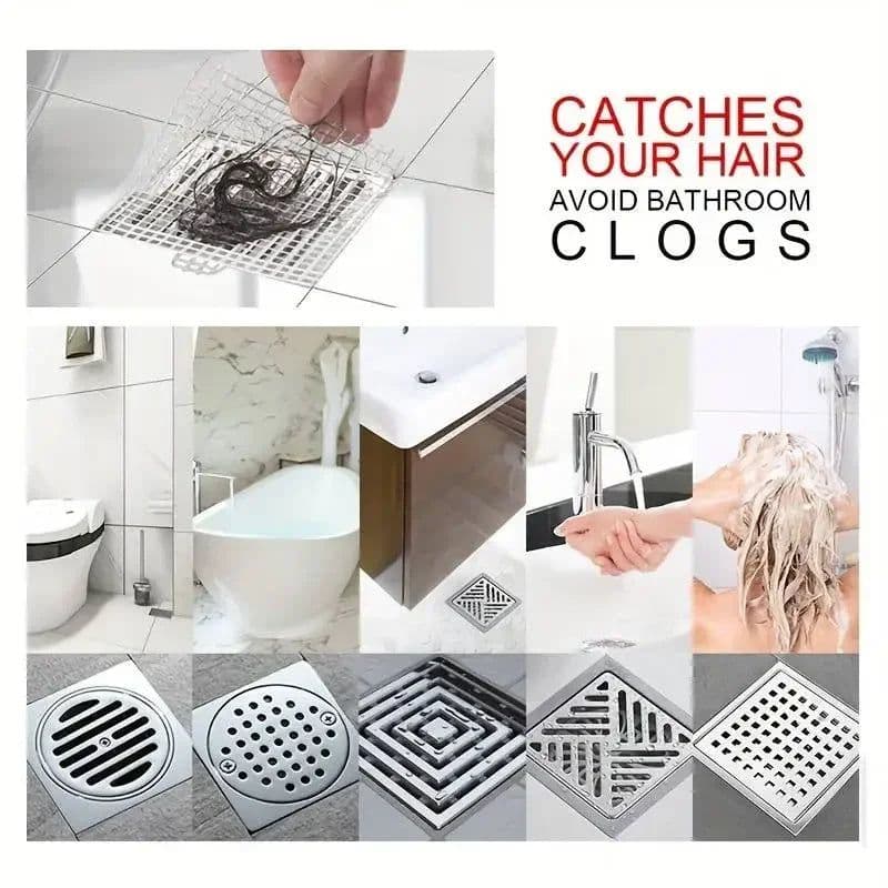 image-5~100m Cutable Shower Drain Hair Catcher Self-Adhesive Floor Drain Stickers Disposable Mesh Sink Strainer Filter For Bathroom