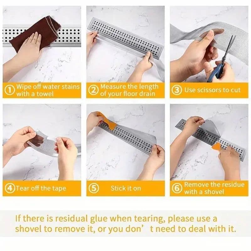image-5~100m Cutable Shower Drain Hair Catcher Self-Adhesive Floor Drain Stickers Disposable Mesh Sink Strainer Filter For Bathroom