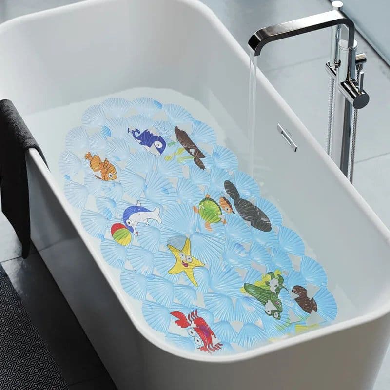 image-38x68cm Cute Cartoon PVC Bath Mat Anti-Slip Shower Bathtub Mats With Sucker Soft Massage Pad Kid's Elder Bathroom Carpet Rug