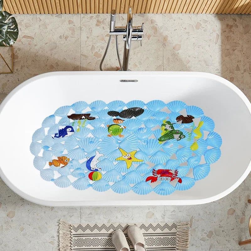 image-38x68cm Cute Cartoon PVC Bath Mat Anti-Slip Shower Bathtub Mats With Sucker Soft Massage Pad Kid's Elder Bathroom Carpet Rug