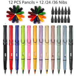 image-12 Colors Set Infinity Writing Pencils Eternal Pencil Pens for Kids Everlasting Pencil with Eraser School Art Supply Stationary