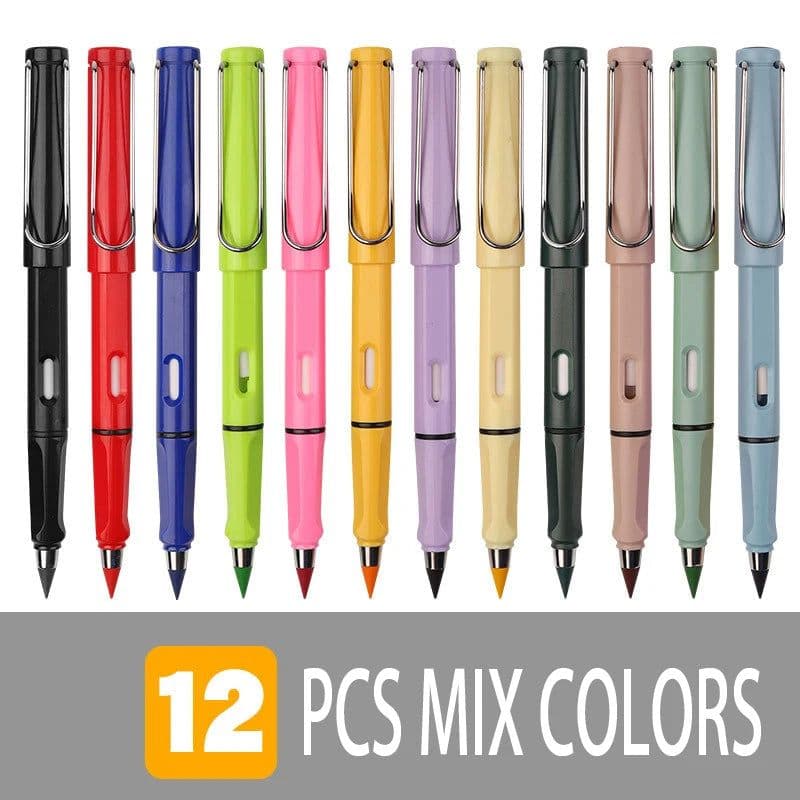 image-12 Colors Set Infinity Writing Pencils Eternal Pencil Pens for Kids Everlasting Pencil with Eraser School Art Supply Stationary