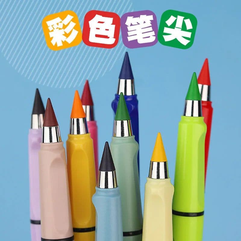 image-12 Colors Set Infinity Writing Pencils Eternal Pencil Pens for Kids Everlasting Pencil with Eraser School Art Supply Stationary