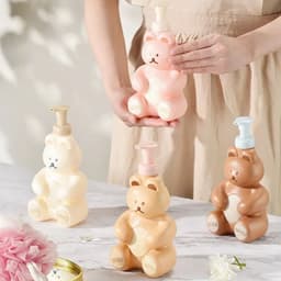 image-Cartoon Bear Foaming Soap Dispenser Bathroom Hand Sanitizer Shampoo Shower Gel Refillable Pump Bottle Making Foam Container