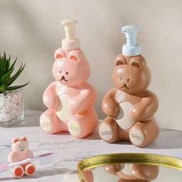image-Cartoon Bear Foaming Soap Dispenser Bathroom Hand Sanitizer Shampoo Shower Gel Refillable Pump Bottle Making Foam Container