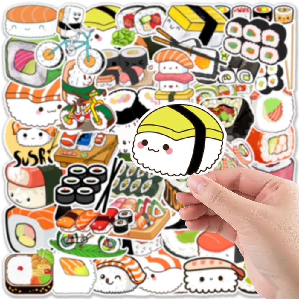 image-10/50pcs Delicious Food Stickers Cartoon Japanese Food Cute Sushi Stickers Decal Sticker for DIY Notebook Water Bottle Laptop
