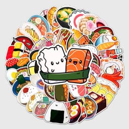 image-10/50pcs Delicious Food Stickers Cartoon Japanese Food Cute Sushi Stickers Decal Sticker for DIY Notebook Water Bottle Laptop