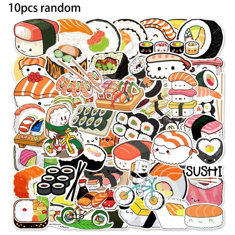 image-10/50pcs Delicious Food Stickers Cartoon Japanese Food Cute Sushi Stickers Decal Sticker for DIY Notebook Water Bottle Laptop