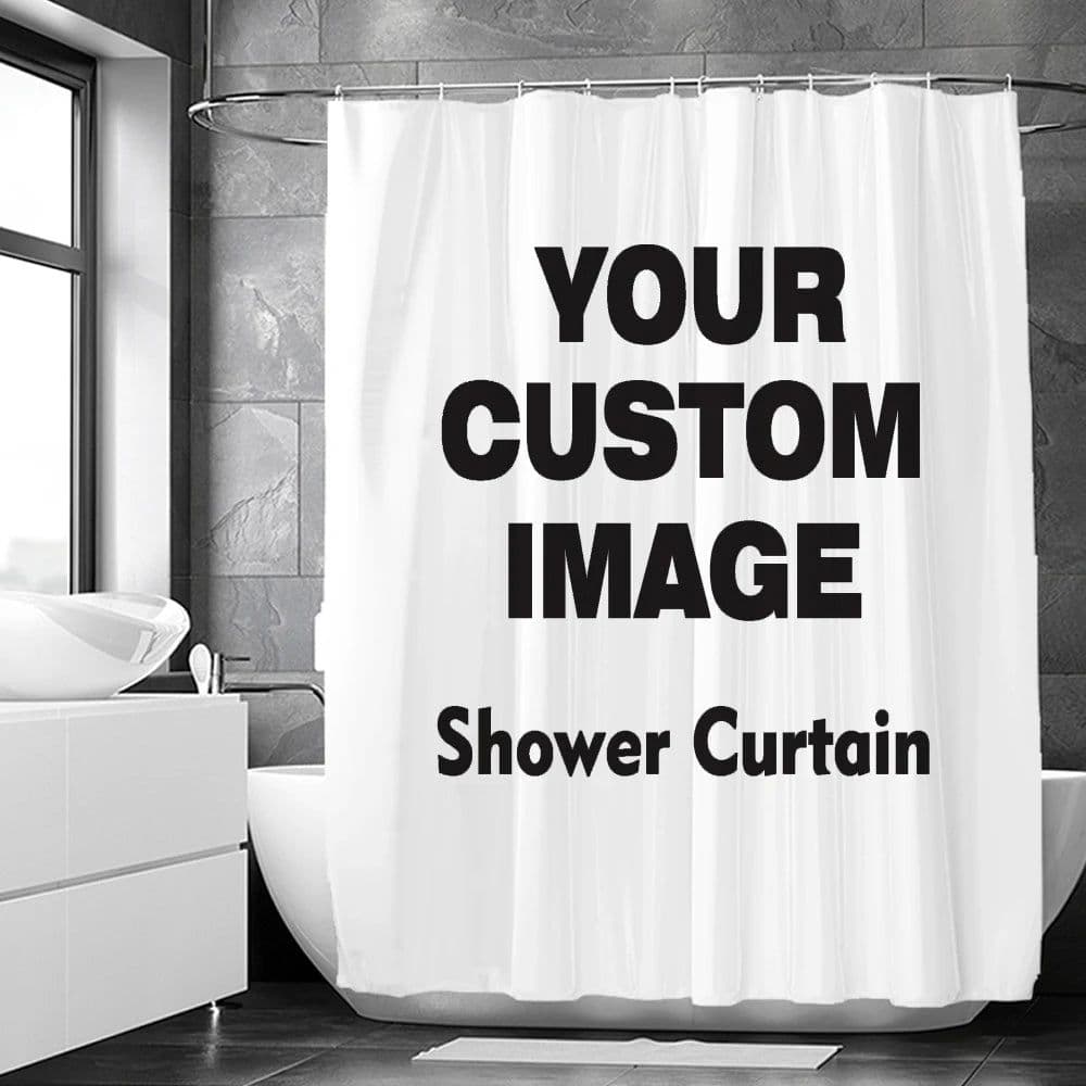 image-Custom Shower Curtain Bathroom Waterproof Curtains 3D Printing Customized Photo Polyester Bath Decor With Hooks for Dropshipping