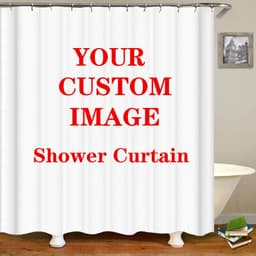 image-Custom Shower Curtain Bathroom Waterproof Curtains 3D Printing Customized Photo Polyester Bath Decor With Hooks for Dropshipping
