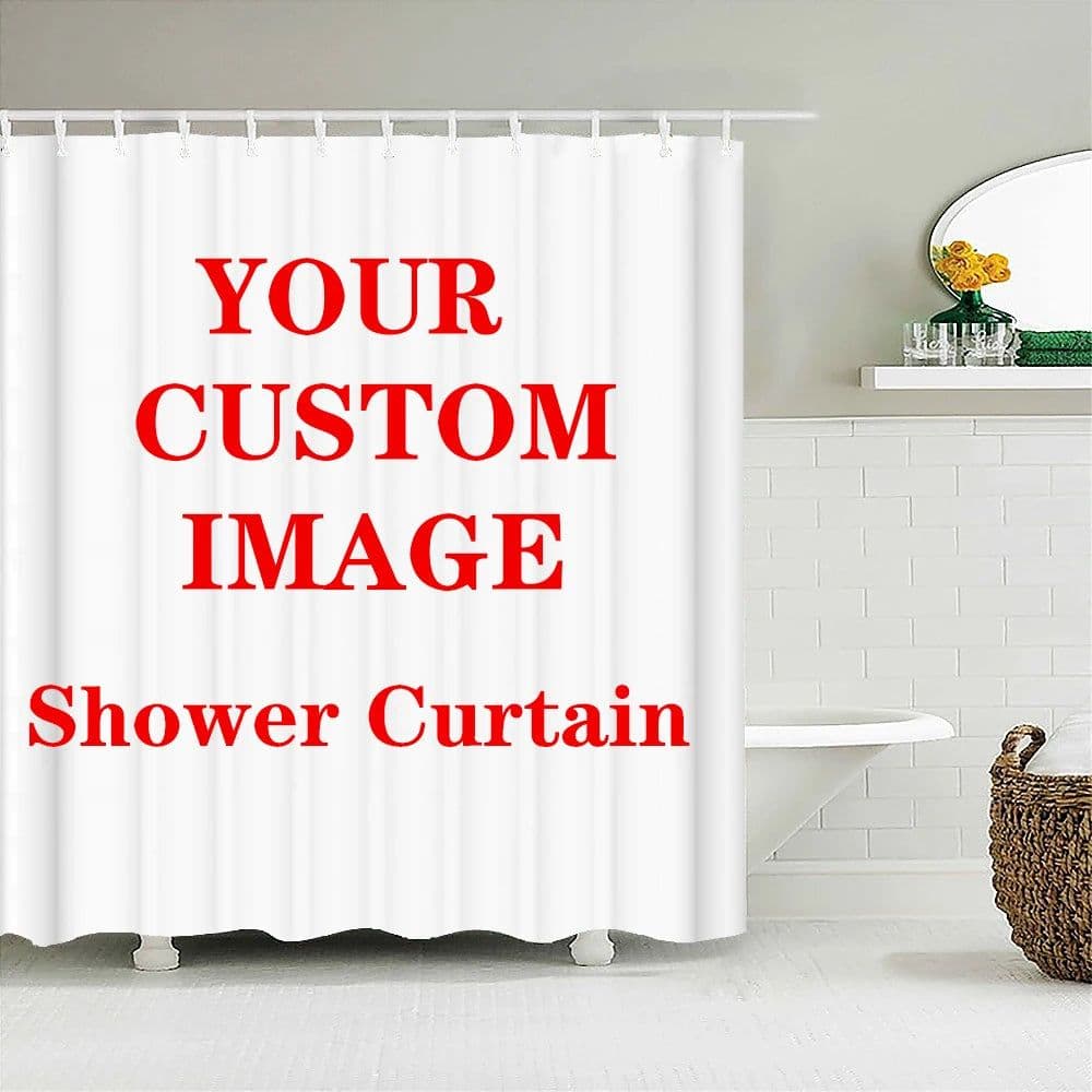 image-Custom Shower Curtain Bathroom Waterproof Curtains 3D Printing Customized Photo Polyester Bath Decor With Hooks for Dropshipping