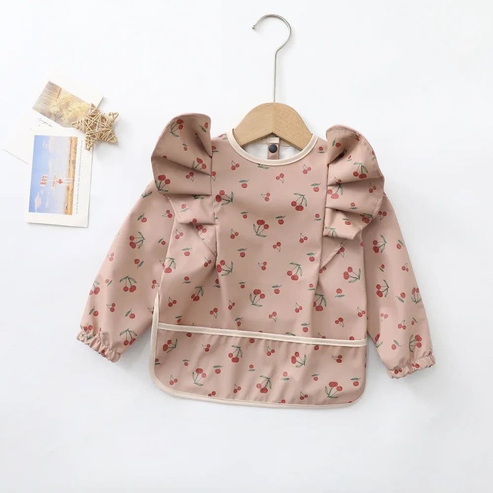 image-Baby Soft Waterproof Bib Little Boy Girl Painting Smock Child Meal Eating Apron with Long Sleeves Kid Adjustable Feeding Bibs