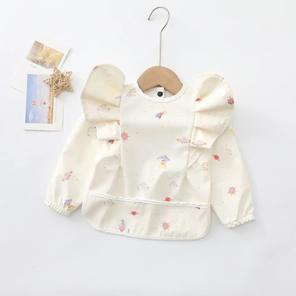 image-Baby Soft Waterproof Bib Little Boy Girl Painting Smock Child Meal Eating Apron with Long Sleeves Kid Adjustable Feeding Bibs